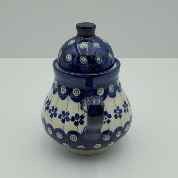 Polish Pottery Floral Peacock Small Teapot Flowering Peacock Coffee Pot Creamer - Picture 4 of 7